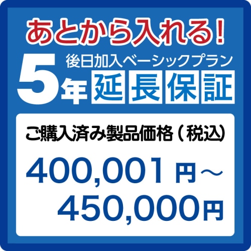 延長保証5年(後日加入)　ご購入済み製品価格(税込)400001円－450000円 AE400001