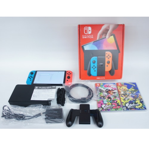 [中古B]Nintendo Switch 有機ELモデル HEG-S-KABAA ネオンブルー/ネオンレッド (ソフト2本付き)