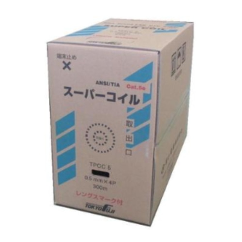 [直送5]TPCC 5 0.5mm×4P 300m 緑 スーパーコイル CAT5E UTP 4Pケーブル【配送日時指定不可】