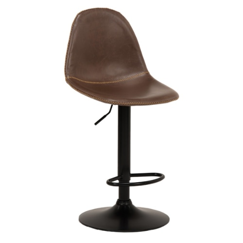 [直送5]お店のようなカフェスペースを。本革調昇降式バーチェア。360度回転式 合成皮革 フットレスト付バーチェア LC-4525DBR ダークブラウン