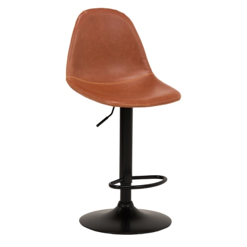 [直送5]お店のようなカフェスペースを。本革調昇降式バーチェア。360度回転式 合成皮革 フットレスト付バーチェア LC-4525BR ブラウン