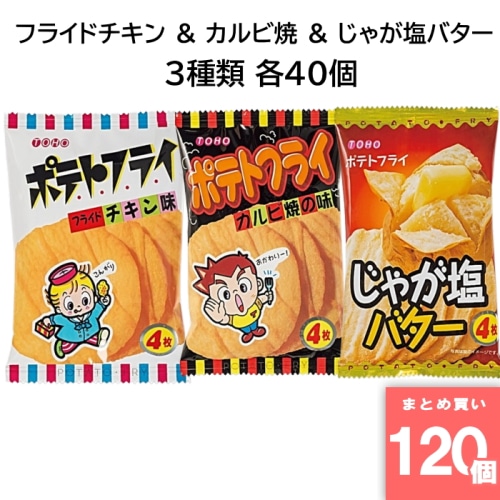 ポテトフライ じゃが塩バター＆フライドチキン＆カルビ焼 各40個 【120個セット】