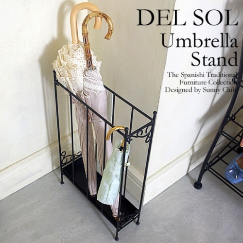 [直送5]スパニッシュテイストで細い曲線のラインアートが可愛い『DEL SOL（デル・ソル）』シリーズのアンブレラスタンド DS-KB100S-WH ホワイト
