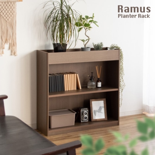[直送5]プランタースタンドとオープン収納が一つになったスタイリッシュなプランターラック『Ramus（ラームス）』 PS-750 ブラウン