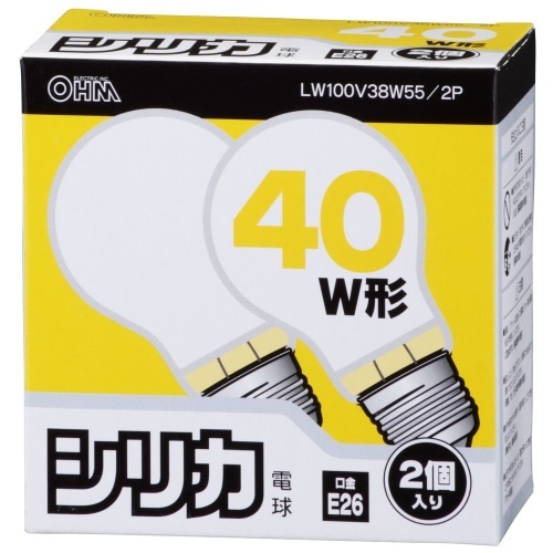 [取寄10]シリカ電球 PS55E26 38W 2P LW100V38W55/2P ホワイト [4971275617612]