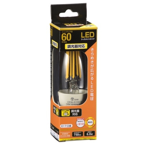 [取寄10]LED E17 C 6W 調光 LDC6L-E17/D C6 クリア [4971275634879]