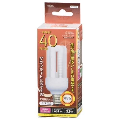 LED電球D形E17 40形相当電球色 LDF4L-G-E17 ホワイト