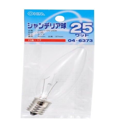 シャンデリア球E17 25W LB-C2725-C クリア