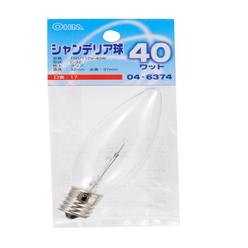 シャンデリア球E17 40W LB-C2740-C クリア