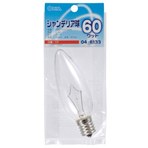 シャンデリア球E17 60W LB-C2760-C クリア