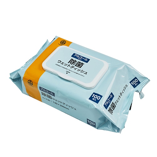 [取寄10]アルコール除菌ウェットティッシュ100枚 BOX [1個][4589458445329]
