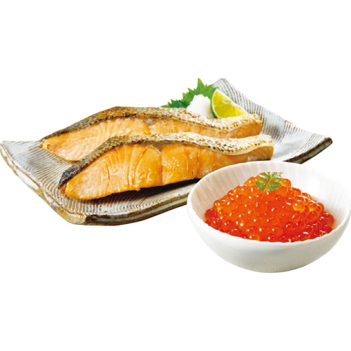 お中元 網走水産 北海道産 焼鮭切身・いくら セット [冷凍][直送商品](4741-056)