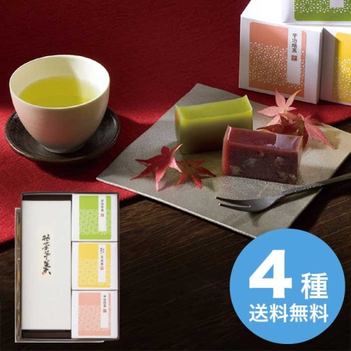 お歳暮 谷常製菓 絹ごし羊かん(抹茶)1本・宇治茶セット [直送商品](9810-034)