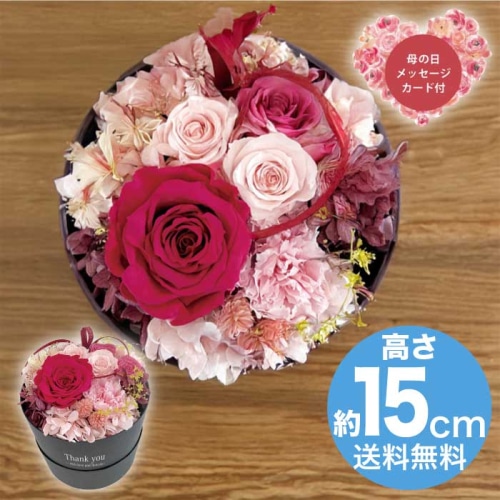 [直送商品]母の日 5/8-10お届け アークフラワースタジオ プリザーブドフラワー サークルボックス ピンク 【配送指定日不可】 (1851-983)
