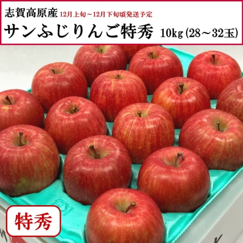 [予約直送]送料無料 長野県志賀高原産 サンふじりんご 特秀 10kg 28～32玉 【綿半お歳暮】【12月上旬～12月下旬順次発送】【配送指定日不可】