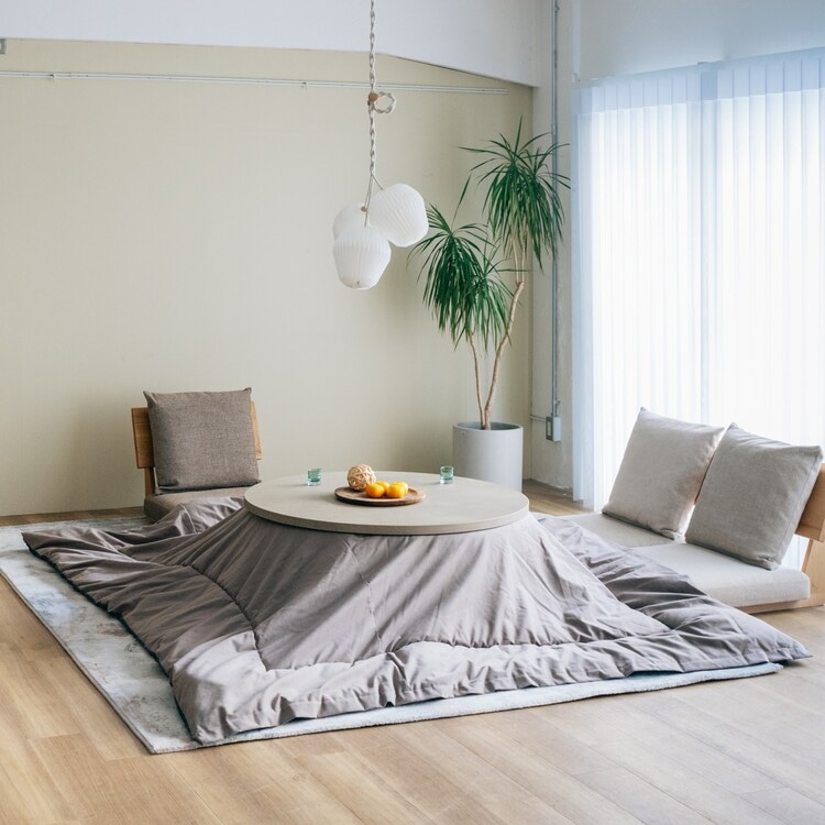 【Quick Delivery対象商品】ノンベ ラウンドこたつテーブル モルタル天板(直径100cm / ベージュ)